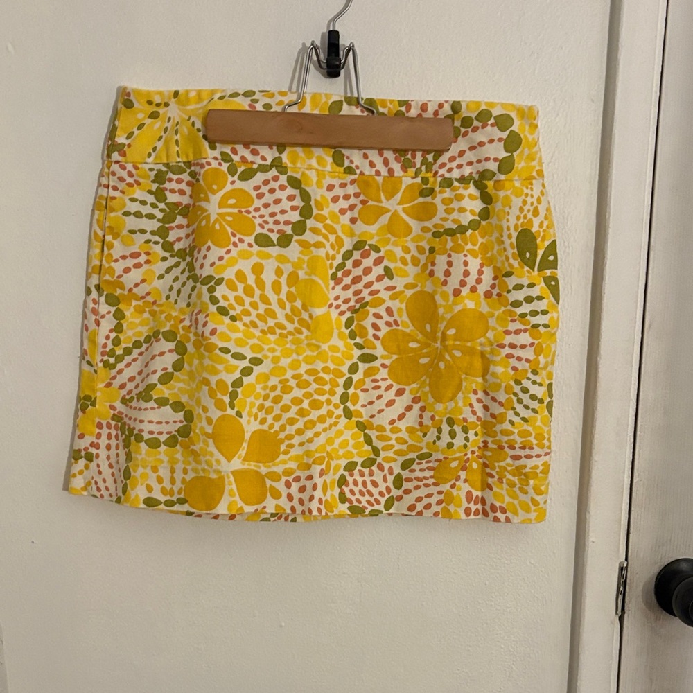 J. Crew Yellow and Green Floral Mini Skirt